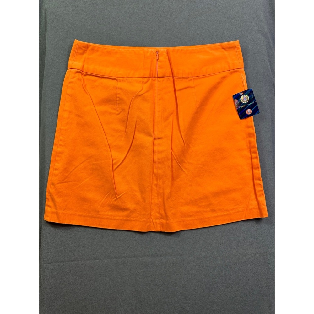 Pennington‎ & Bailes Womens Orange Cotton Twill Gameday Mini Skirt Size 12 NWT